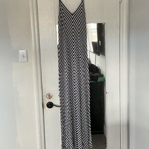 Mossimo Supply Co. Black and White Chevron Maxi Slip Dress